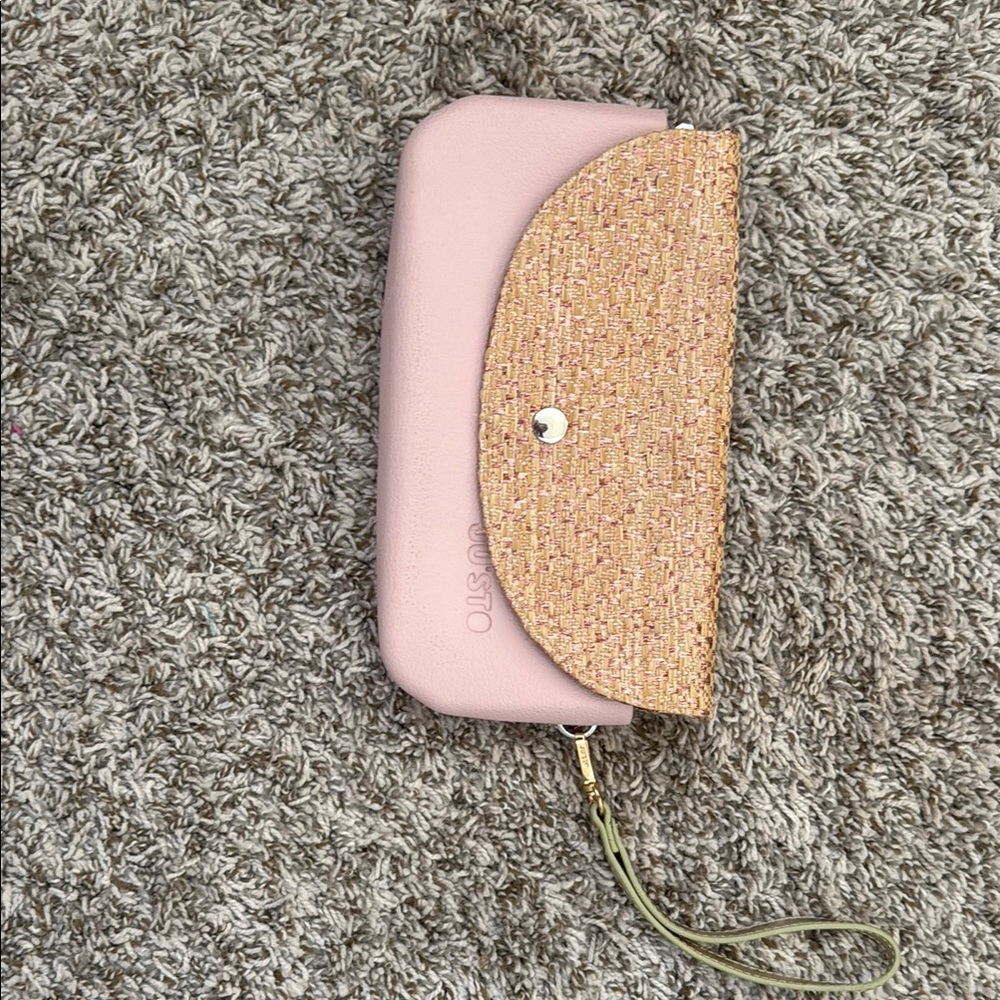 Pink and Tan Women's Clutch